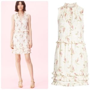 Rebecca Taylor Ivie Floral Ruffle Silk Blend Dress